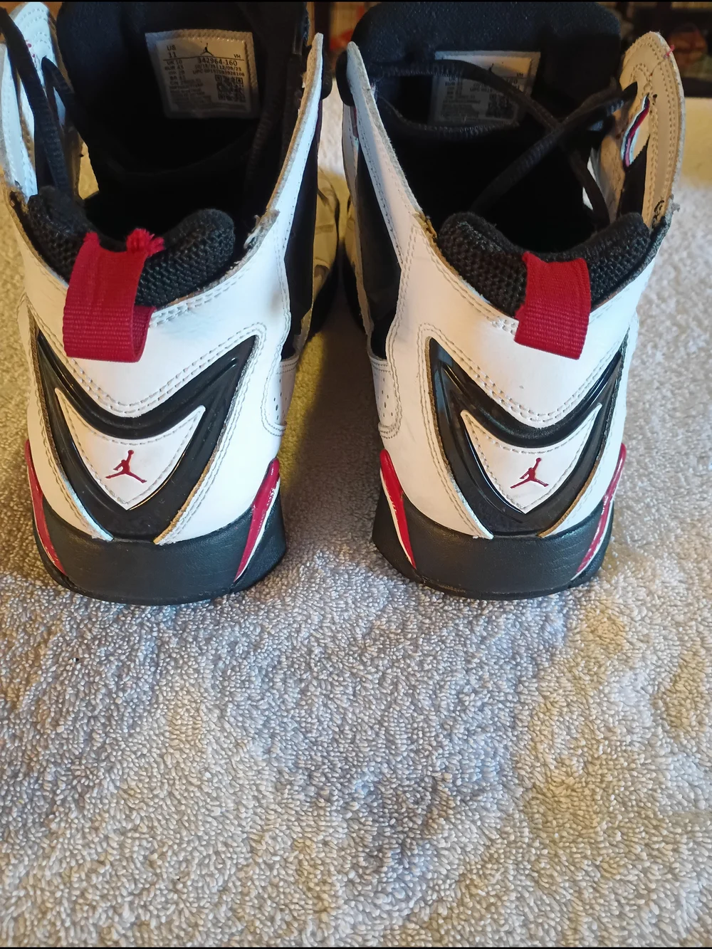 Kids White and Black Basketball Shoes with Red Accents - Jordan